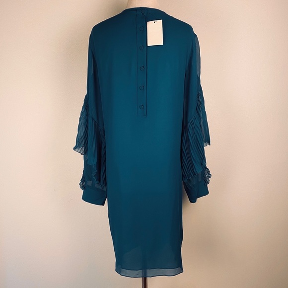 NEW Gucci Teal Light Silk Georgette Pleated Dress - Picture 4 of 7